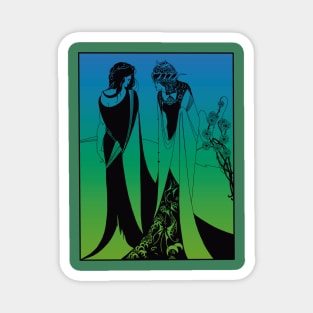 Salome and her mother (black on blue/green) Magnet