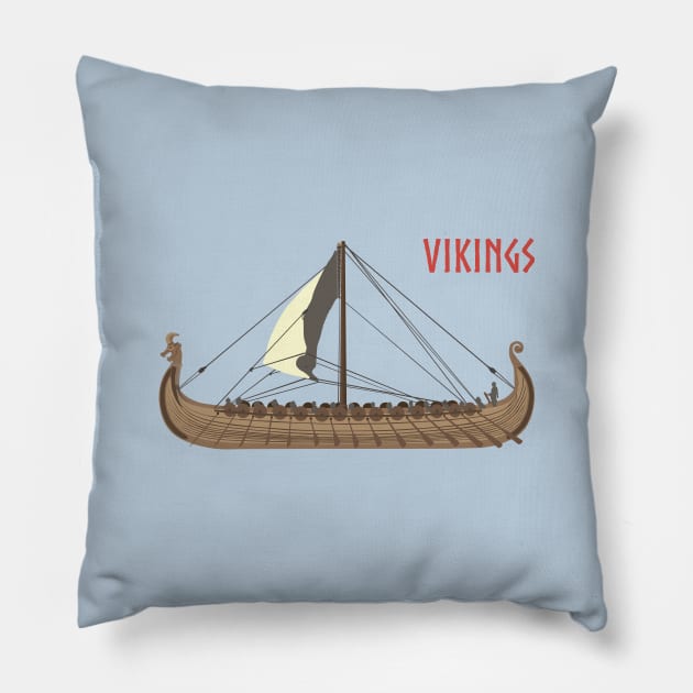 Viking Ship Drakkar Pillow by NorseTech