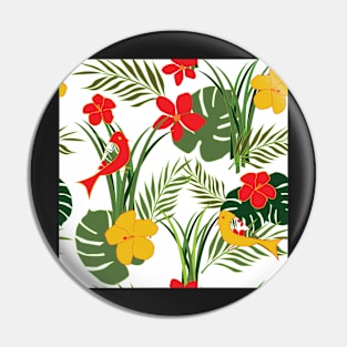 Tropical Birds and Foliage - pattern Pin