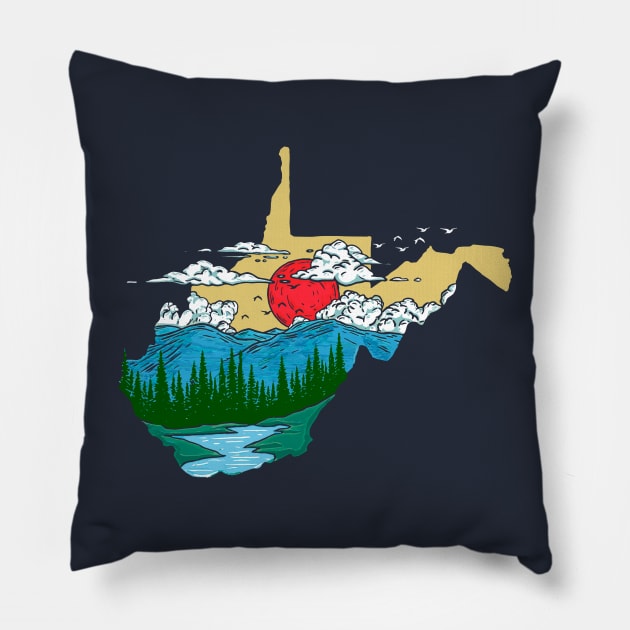 West Virginia Pride Outdoors Nature & Mountains Hiking Pillow by GIANTSTEPDESIGN