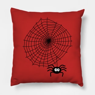 Cute Halloween Spider and Web Pillow