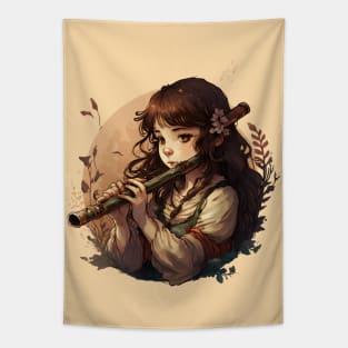 musical instrument | beautiful girl with flute Tapestry