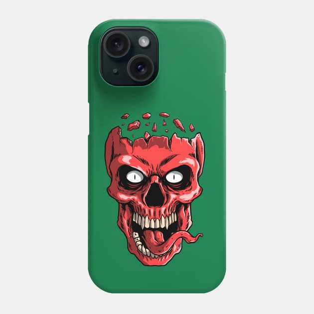 Red head skull tongue Phone Case by Mako Design 