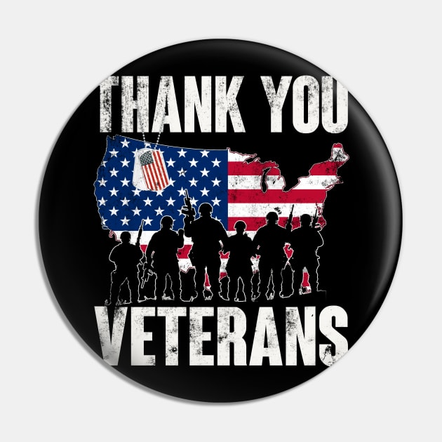 Thank You Veterans USA Flag - Gift for Veterans Day, 4th of July or Memorial Day Patriotic Pin by Oscar N Sims