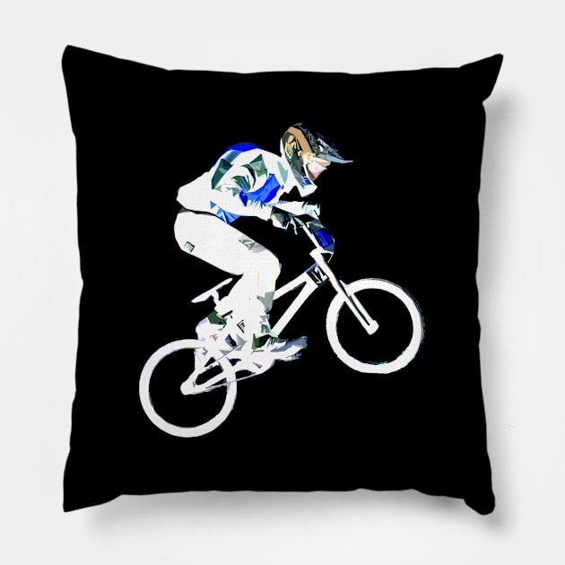 bmx race Pillow by rickylabellevie