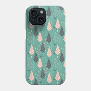 Geometric forest pattern in green and pink colors Phone Case