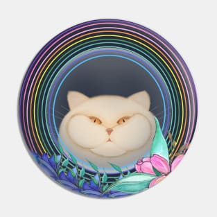 Rainbow cat and flowers Pin