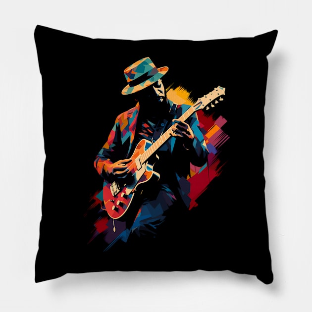 Electric Guitar Player Pillow by letnothingstopyou