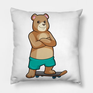 Bear as Skater with Skateboard Pillow