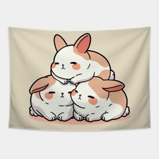 Fluffy Trio Rabbits Tapestry