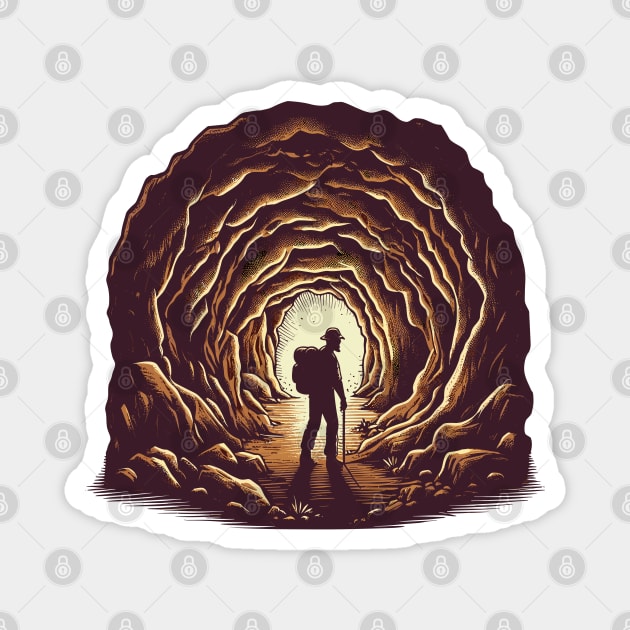 Vintage Caving explore Magnet by TomFrontierArt