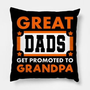 Promoted To Grandpa Saying Typography White Orange Pillow