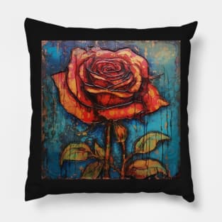 Offset Tiled Art Brut Orange Rose Pattern Pillow