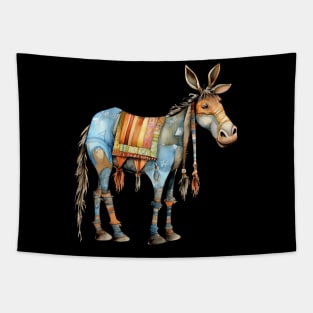 Whimsical Cute Multicolored Donkey Tapestry