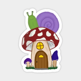 Mushroom house with snail Magnet