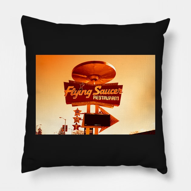 Flying Saucer Restaurant 10 Pillow by Robert Alsop