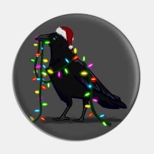 Christmas Crow Pin