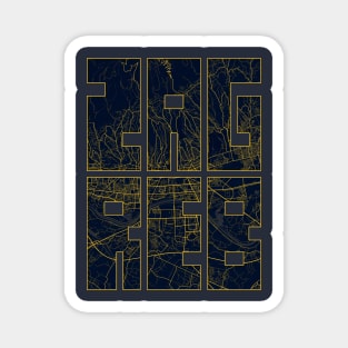 Zagreb, Croatia City Map Typography - Gold Art Deco Magnet