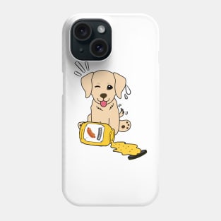 Cute Golden Retriever Spilled a jar of mustard sauce Phone Case