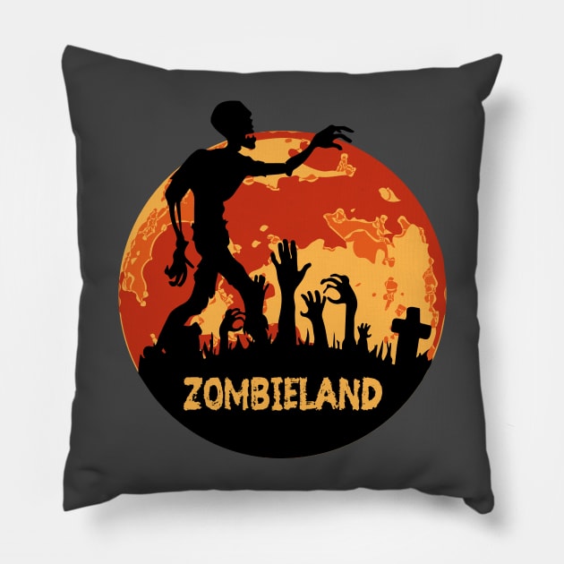Zombieland Halloween Design Pillow by boobear_studio