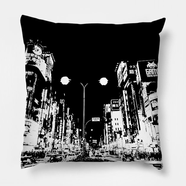 Shinjuku Tokyo Manga Panel Pillow by Neon Bang Bang