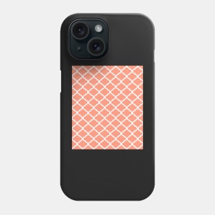 Coral Pink White Quatrefoil Pattern Phone Case