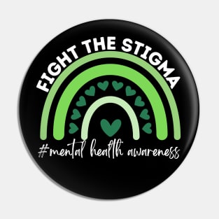 Fight The Stigma Green Boho Rainbow Ribbon Pin