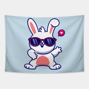 Cute Rabbit Dance Wearing Glasses Cartoon Tapestry