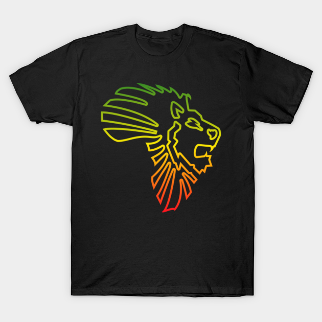 African Map African Lion Red Gold Green Outline - African - T-Shirt