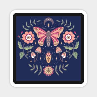 Night moth with florals Magnet