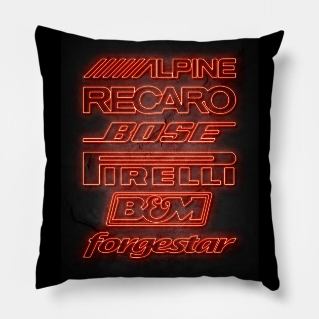 Neon Car Sponsors Pillow by Durro