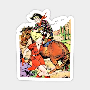 Saving Cowboys Cowgirl Western Broncho Bill Vintage Comic Book Magnet