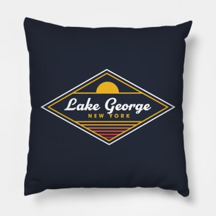 Lake George NY Retro Vintage Distressed Sunset Adirondacks Pillow