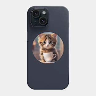 Cute Kitten With a Cup of Coffee Phone Case