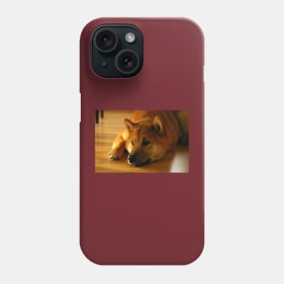 shiba inu laying flat second Phone Case