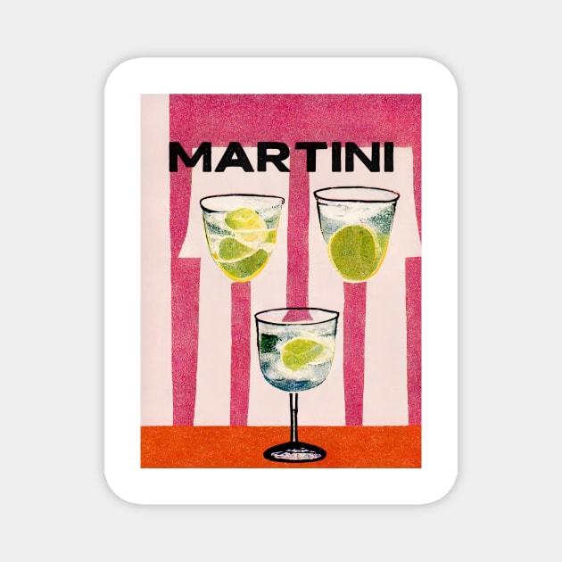 Martini Cocktail Retro Poster 1990s Stripes Bar Prints, Vintage Drinks, Recipe, Wall Art Magnet by BetterManufaktur