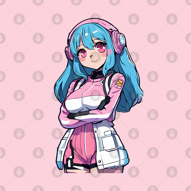 Cute bubblegum robot girl by InkPulse