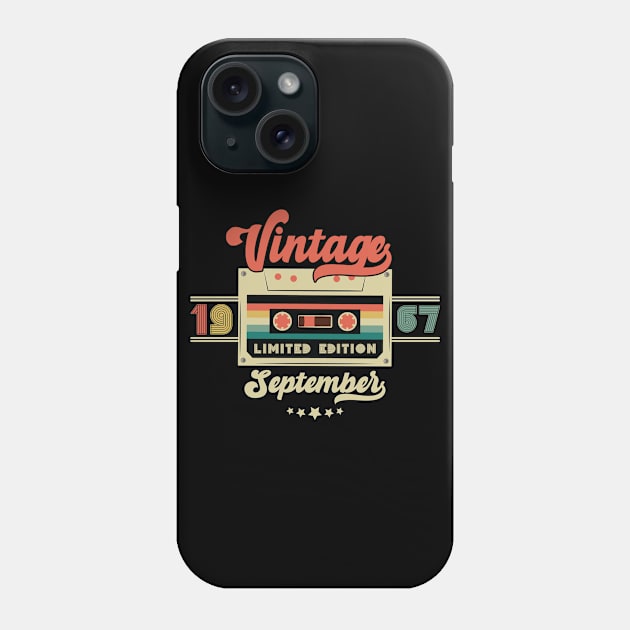 Vintage September 1967 Music Cassette - Limited Edition - 55 Years Old Birthday Gifts Phone Case by Vixel Art