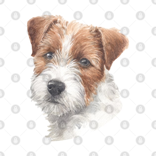 Cute Rough Coated Jack Russell Terrier Watercolor Art by doglovershirts