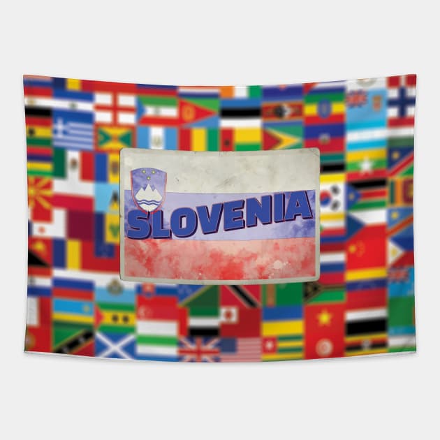 Slovenia Vintage style retro souvenir Tapestry by DesignerPropo