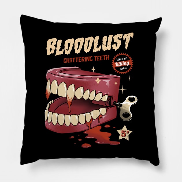 Wind-Up Killer Teeth Pillow by Vincent Trinidad Art