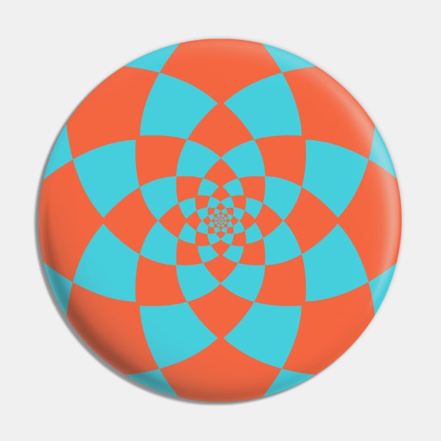 Lotus Flower Patchwork Pattern Coral Blue Pin by oknoki