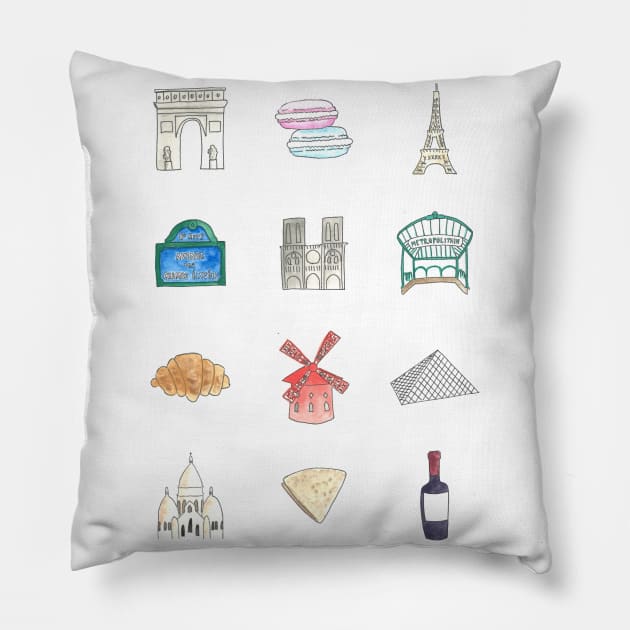 Paris Icons Pillow by buhloop.icons