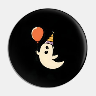 Funny ghost holding ballon retro Pin