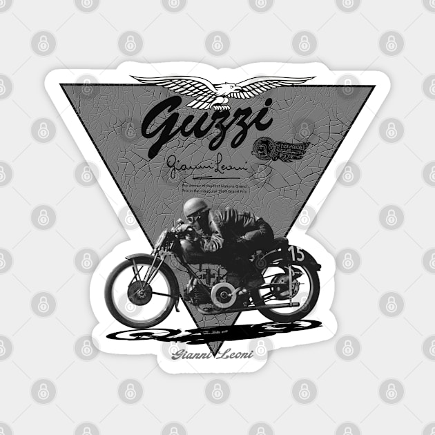 Guzzi Motorcycle legend Gianni Leoni Magnet by MotorManiac