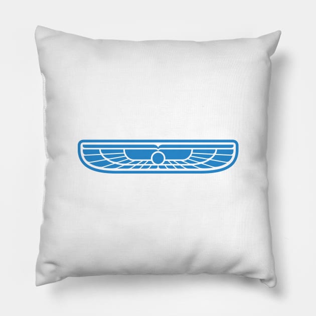 Light Blue Winged Sun Logo Pillow by Studio Yutani