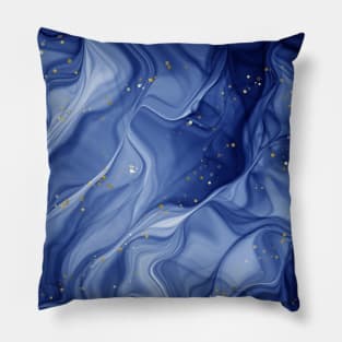 Dark Blue Gold Fantasy Wave Pattern Pillow