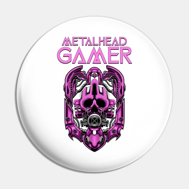 Metalhead Gamer Pink Pin by Shawnsonart