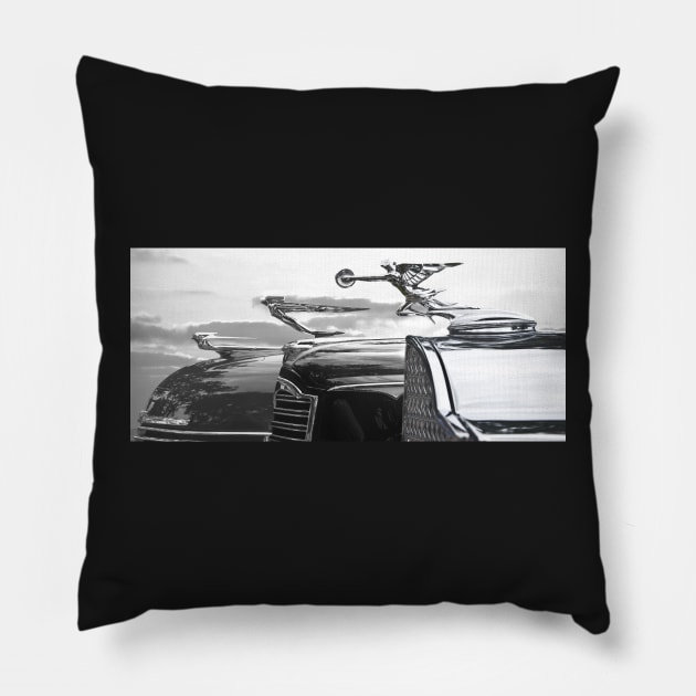 CHROME CLASSIC CAR HOOD ORNAMENTS Pillow by Larry Butterworth