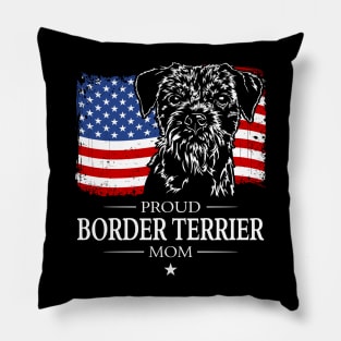 Border Terrier Mom American Flag patriotic dog Pillow